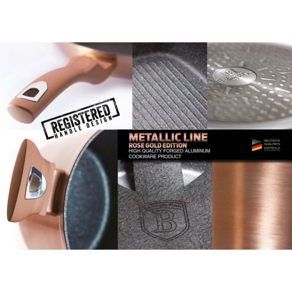 Patelnia grillowa Berlinger Haus Rose Gold Noir 28x28 cm do grillowania w domu