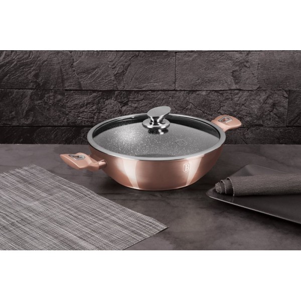 Wok, Berlinger Haus BH-7100, granitowy 30 см, Rose Gold — для смаження та вок-стир-фрайвання на плиті