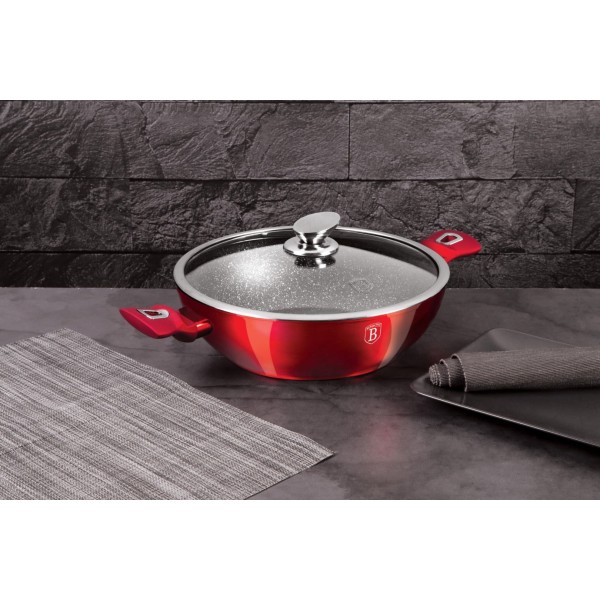 Patelnia wok Berlinger Haus Burgundy BH-7110 30 cm 4 l z powłoką granitową