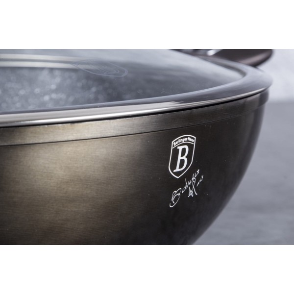 Wok Berlinger Haus Shiny Black BH-7115 30 cm 4 l z powłoką granitową do kuchni