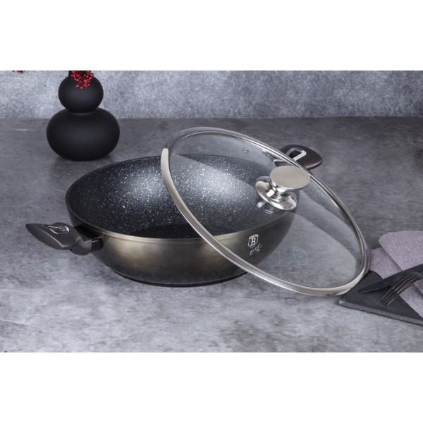 Wok Berlinger Haus Shiny Black BH-7115 30 cm 4 l z powłoką granitową do kuchni