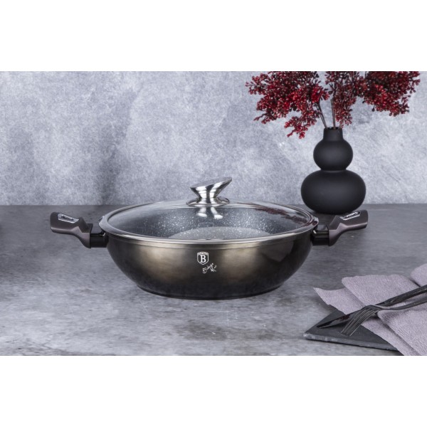 Wok Berlinger Haus Shiny Black BH-7115 30 cm 4 l z powłoką granitową do kuchni