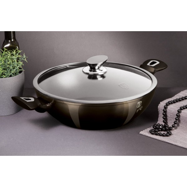 Wok Berlinger Haus Shiny Black BH-7115 30 cm 4 l z powłoką granitową do kuchni