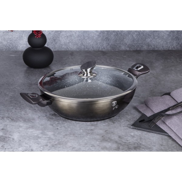 Wok Berlinger Haus Shiny Black BH-7115 30 cm 4 l z powłoką granitową do kuchni
