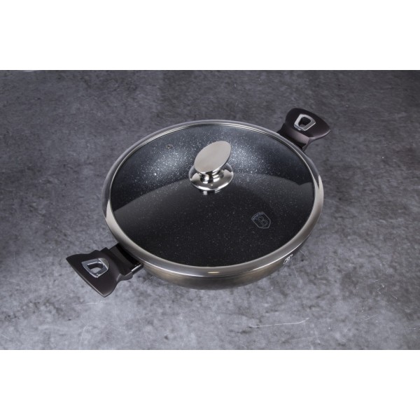 Wok Berlinger Haus Shiny Black BH-7115 30 cm 4 l z powłoką granitową do kuchni