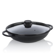 Wok KELA Atura 32 cm z pokrywą 4 l, czarny — do smażenia i stir-fry