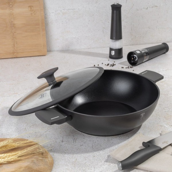Patelnia wok Berlinger Haus Antracit BH-8125 tytanowa 30 cm z pokrywką