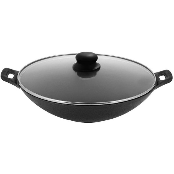 Wok, Krisberg, WOK żeliwny KS-2561, 31 см з кришкою — для смаження і вок-стир-фраю