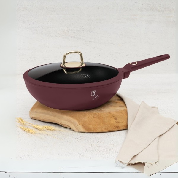 Wok BerlingerHaus Leonartdo BH-8034 z pokrywką 28 cm — do smażenia i stir-fry