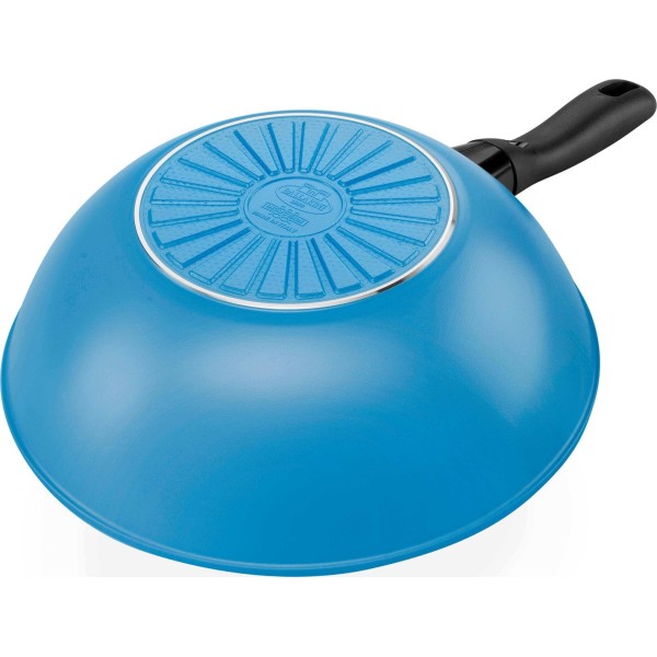 Wok Ballarini Caprera 28 cm niebieski do smażenia i przyrządzania potraw