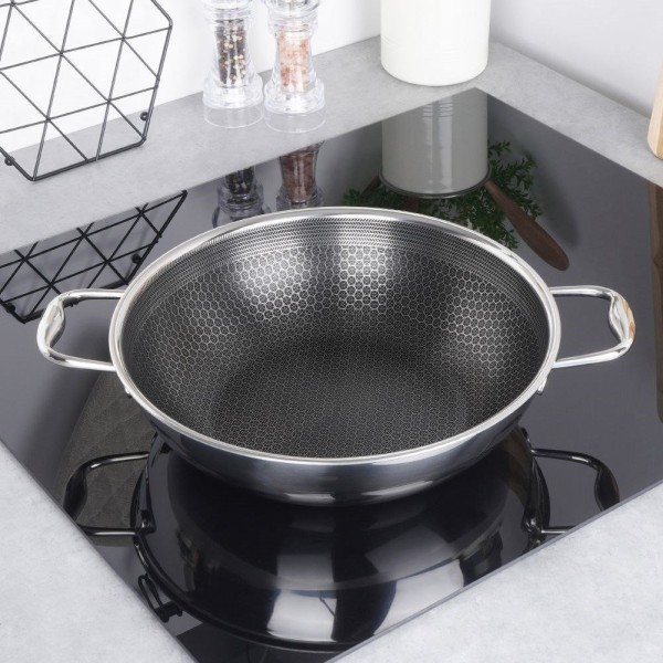 Wok patelnia, Orion COOKCELL 28 cm, stalowy nieprzywierający, indukcja