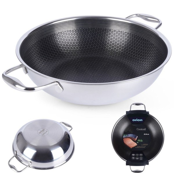 Wok patelnia, Orion COOKCELL 28 cm, stalowy nieprzywierający, indukcja