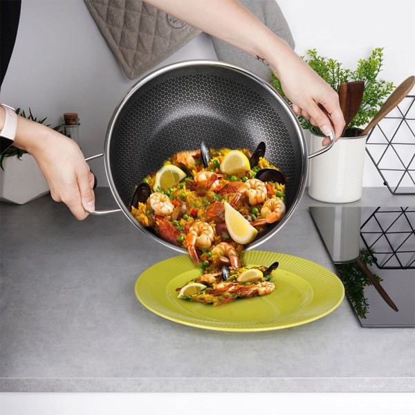 Wok patelnia, Orion COOKCELL 28 cm, stalowy nieprzywierający, indukcja
