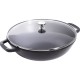Wok żeliwny Staub 30 cm z pokrywką do kuchni indyjskiej i azjatyckiej, czarny