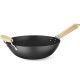 Patelnia wok stal węglowa 324 mm z drewnianymi uchwytami do kuchni