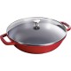 Wok żeliwny Staub 30 cm z pokrywką czerwony do gotowania