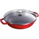 Wok żeliwny Staub 30 cm z pokrywką czerwony do gotowania