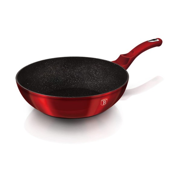 Patelnia wok Berlinger Haus Metallic Line 30 cm burgundowa granitowa BH-6166