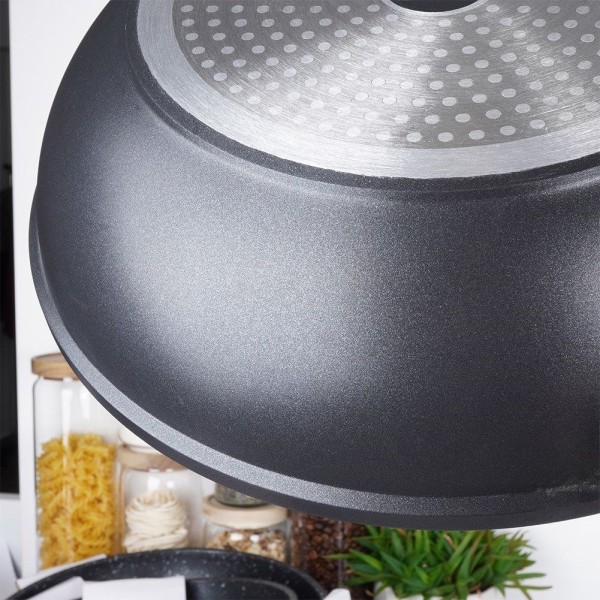 Wok patelnia, ORION Grande 30 cm, głęboka granitowa nieprzywierająca, indukcja