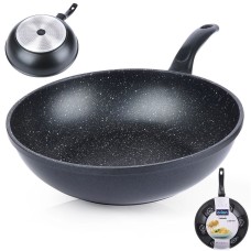 Wok patelnia, ORION Grande 30 cm, głęboka granitowa nieprzywierająca, indukcja