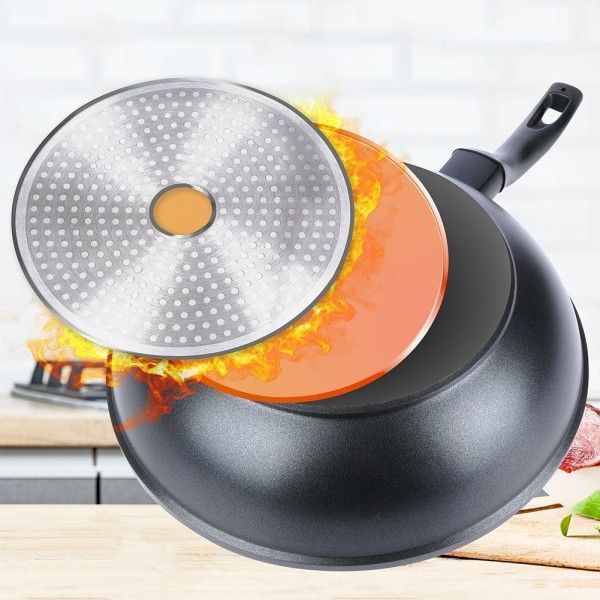 Wok patelnia, ORION Grande 30 cm, głęboka granitowa nieprzywierająca, indukcja