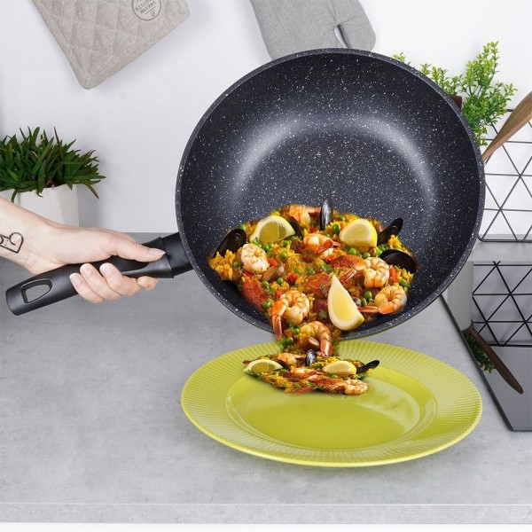 Wok patelnia, ORION Grande 30 cm, głęboka granitowa nieprzywierająca, indukcja