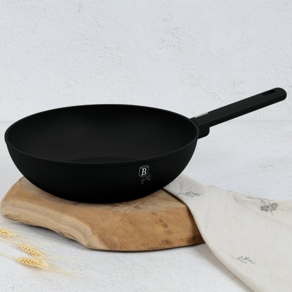 Пательня Wok BerlingerHaus BH-8180 для смаження овочів та м’яса 28 см Matte Black Collection