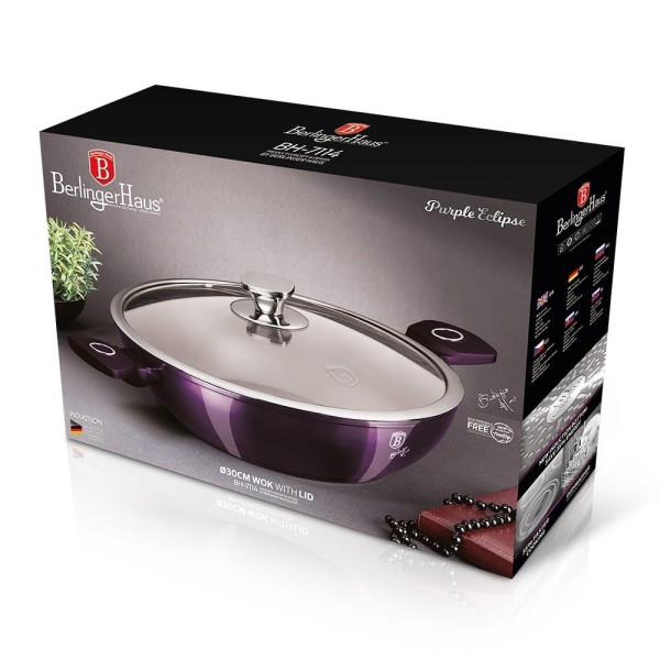 Patelnia wok Berlinger Haus Purple Eclipse BH-7114 30 cm 4L z powłoką tytanową