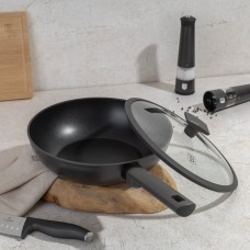 Пательня wok BerlingerHaus Antracit BH-8124 з кришкою 28 см для смаження азіатських страв