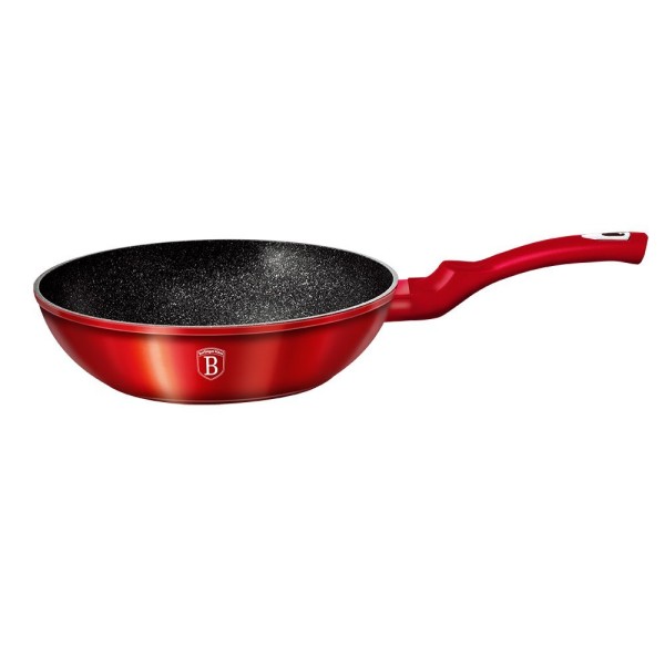 Patelnia wok Berlinger Haus Metallic Line Burgundy 28 cm granitowa
