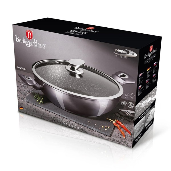 Сковорода wok Berlinger Haus Carbon Pro BH-7111 з гранітним покриттям 30 см 4 л для смаження