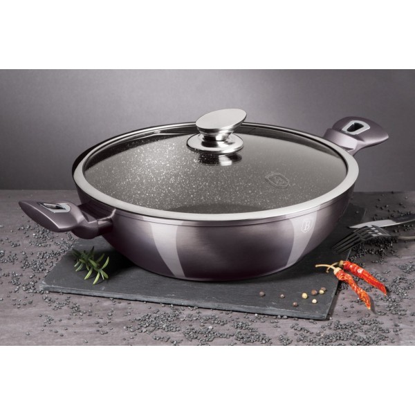 Сковорода wok Berlinger Haus Carbon Pro BH-7111 з гранітним покриттям 30 см 4 л для смаження