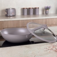 Пательня Вок BerlingerHaus Taupe BH-8094, 28 см з кришкою для швидкого приготування