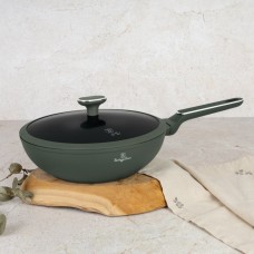 Пательня Вок BerlingerHaus BH-8159 Matte Green 28 см з кришкою для смаження й приготування азійських страв