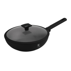 Пательня-вок BerlingerHaus BH-8181 Matte Black 28 см з кришкою для приготування азіатських страв