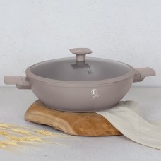 Пательня Вок BerlingerHaus Taupe Collection BH-8095 з кришкою 30 см для смаження та приготування в азіатському стилі