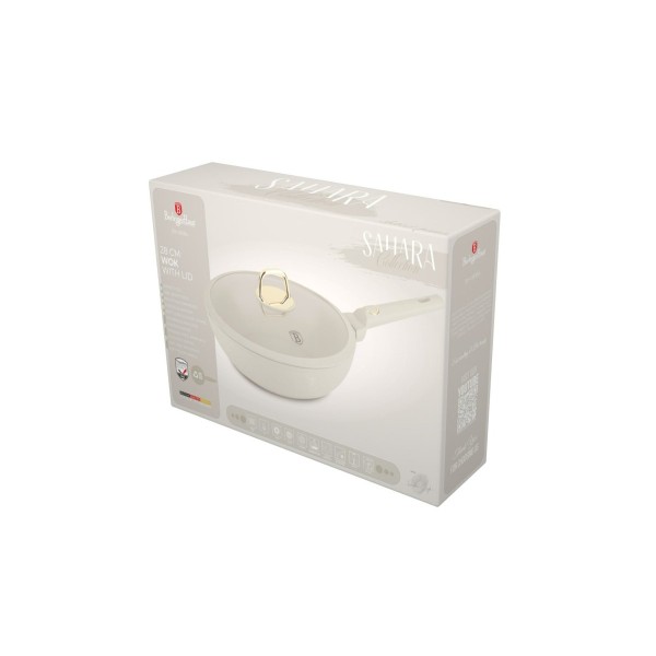 Пательня вок BerlingerHaus Sahara BH-8064, 28 см з кришкою для приготування страв на вогні