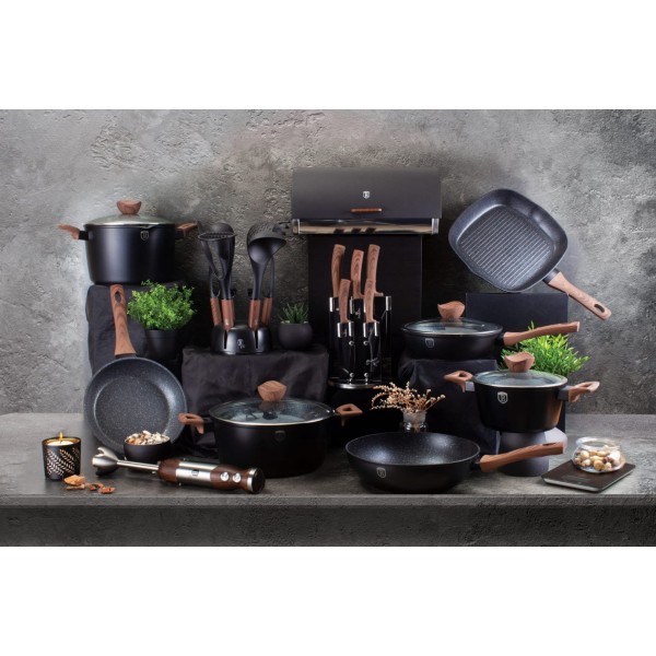 Patelnia wok Berlinger Haus Ebony Rosewood 28 cm granitowa 3,2 L do smażenia