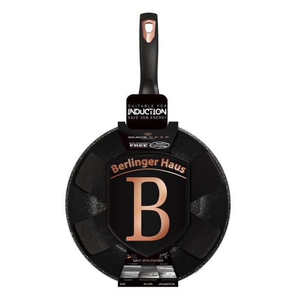 Patelnia wok Berlinger Haus Black Rose BH-6178 granitowa 30 cm do kuchni