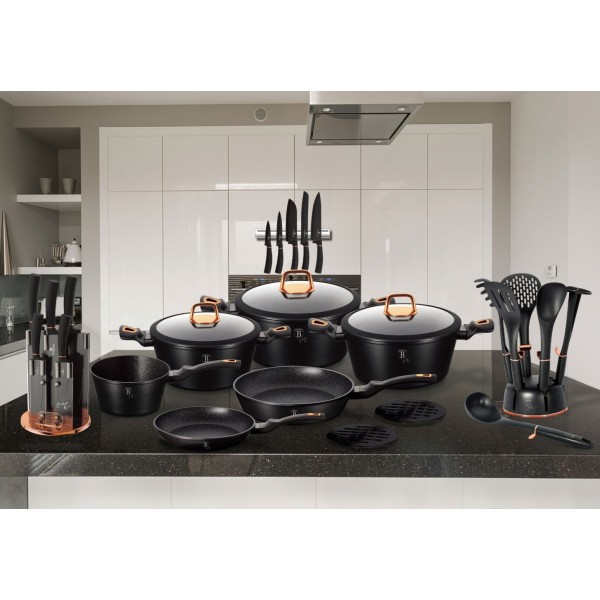 Patelnia wok Berlinger Haus Black Rose BH-6178 granitowa 30 cm do kuchni