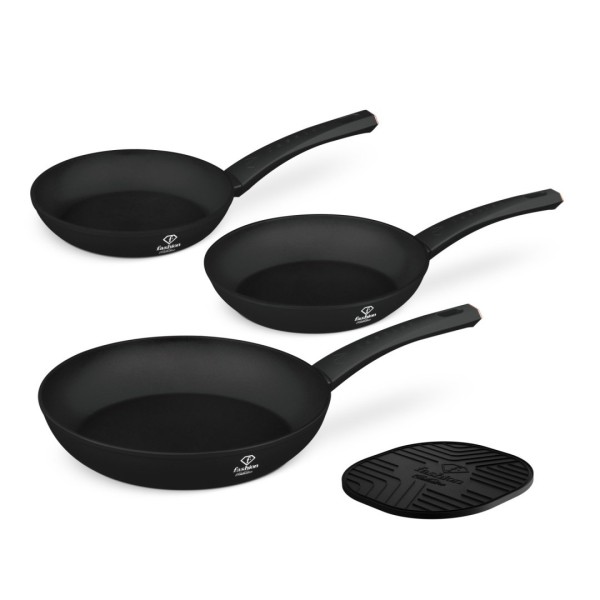 Zestaw patelni Fashion TV FTV-0044 3 szt. Matte Black Rose Gold z podkładką