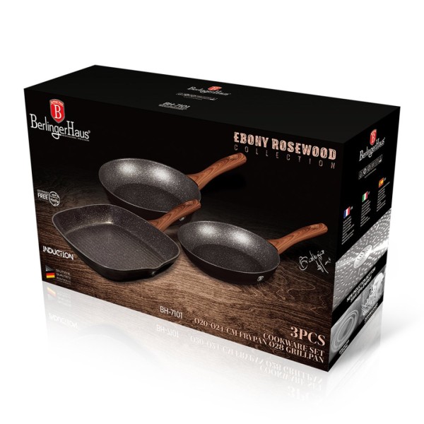 Набір сковорідок Berlinger Haus BH-7101 гранитових для смаження та приготування їжі