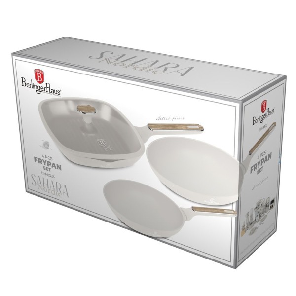 Zestaw patelni BerlingerHaus Sahara BH-8323 z drewnianymi uchwytami do kuchni