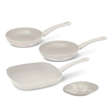 Zestaw patelni Fashion TV FTV-0076 3 szt. z podkładką Matte Cream Gold do gotowania