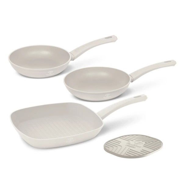 Zestaw patelni Fashion TV FTV-0076 3 szt. z podkładką Matte Cream Gold do gotowania