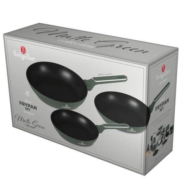 Zestaw patelni BerlingerHaus Matte Green BH-8206 do smażenia 3-częściowy