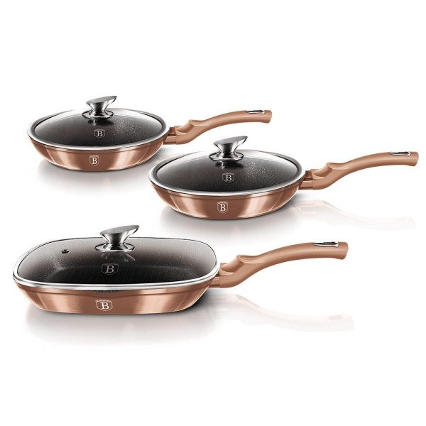 Zestaw patelni Berlinger Haus Metallic Line Rose Gold 20/24/28 cm granitowych