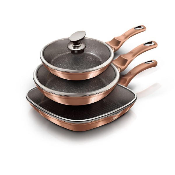 Zestaw patelni Berlinger Haus Metallic Line Rose Gold 20/24/28 cm granitowych