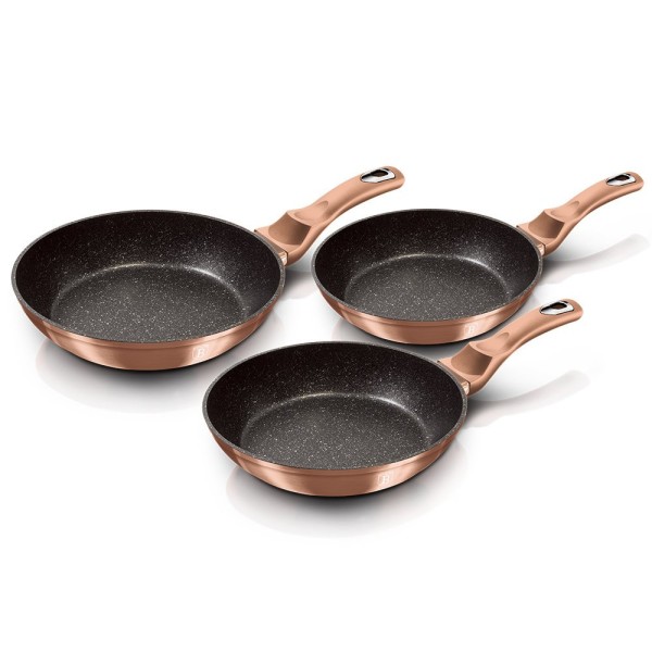 Застосування набору сковорідок BerlingerHaus BH-1278 Rose Gold з мармуровим покриттям для смаження різних страв