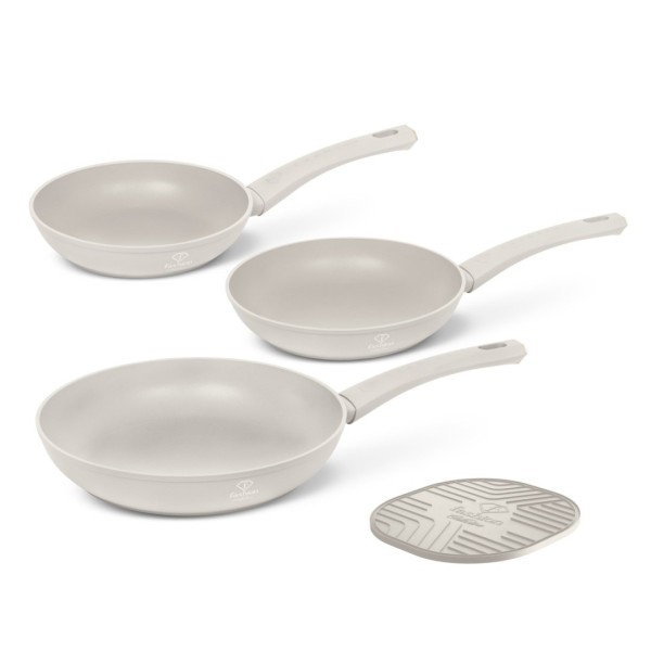 Zestaw patelni Fashion TV FTV-0075 3 sztuki z podkładką Matte Cream Gold